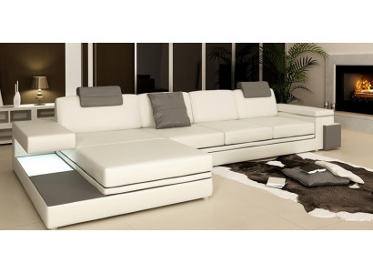 Design Ledersofa Sofa mit USB,Polster Wohnlandschaft Eck Garnitur Ecke Tachau