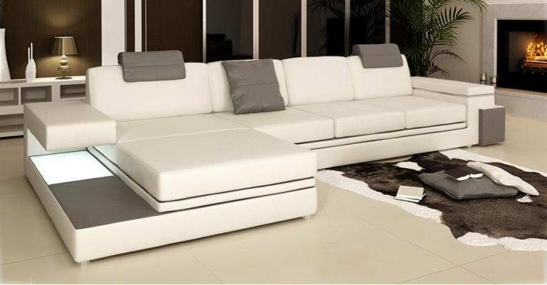 Ecksofa Garnitur Sofa Polster Couch Wohnlandschaft Sitz Eck Textil Leder