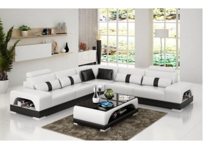 Ecksofa Garnitur Polster Couch Sofa Wohnlandschaft Sitz Eck Textil Leder