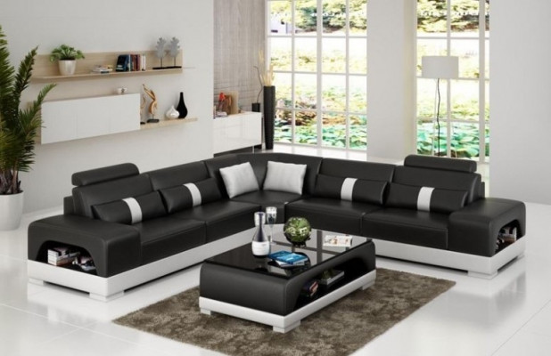 Ecksofa Garnitur Polster Couch Sofa Wohnlandschaft Sitz Eck Textil Leder