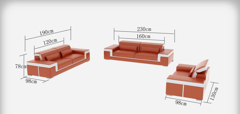 Sofagarnitur 3+2 Sitzer Leder Sofa Couch Polster Garnitur Sofagarnitur G8020D