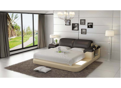 Luxus Bett +Beleuchtung Lederbett Betten Sofa Big 140/160/180 LB8807