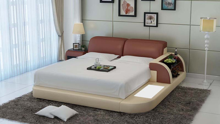 Bett Design Luxus Luxus Betten Leder Modernes Schlafzimmer 140/160/180 LB8812