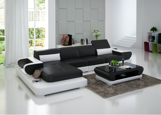 Ledersofa Couch Wohnlandschaft Ecksofa Eck Garnitur Design Modern Sofa G8002C