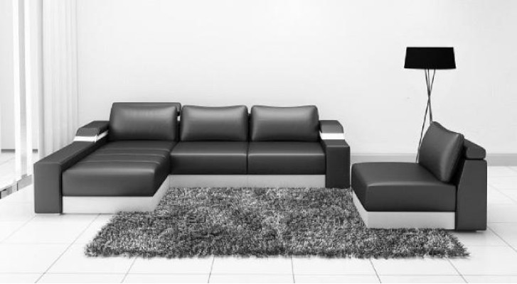 Ecksofa Eck Sofa Couch Polster Leder Garnitur Wohnlandschaft Chaiselounge