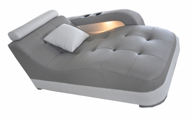 Designer Leder Chaiselongues + USB Ottomane Sofa Echtes Leder Relax Chaise