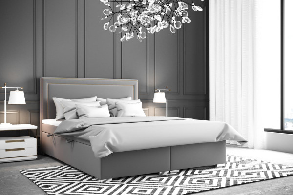 Boxspring Design Bett Hotel Doppel Betten Luxus Polster Kasten Funktion Samt Neu