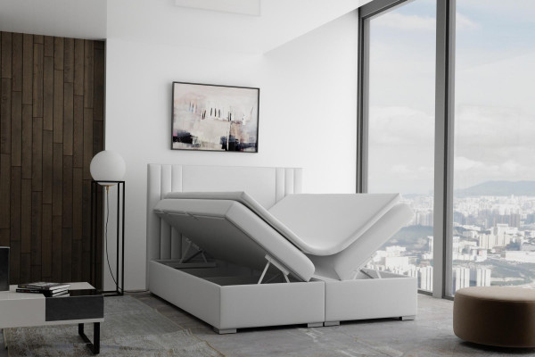 Boxspring Bett Hotel Doppel Bett Luxus Betten Polster Funktion Bettkasten Beige