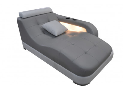 Designer Leder Chaiselongues Modern Grau Liege Ottomane Sofa Echtes Leder Relax