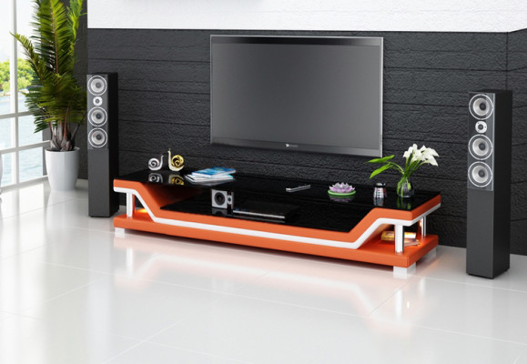 RTV TV Sideboard Leder Glas Tisch Fernseh Schrank Tisch Designer 3009