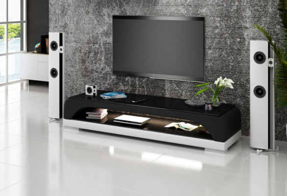RTV TV Sideboard Leder Glas Tisch Fernseh Schrank Tisch Designer Dekor