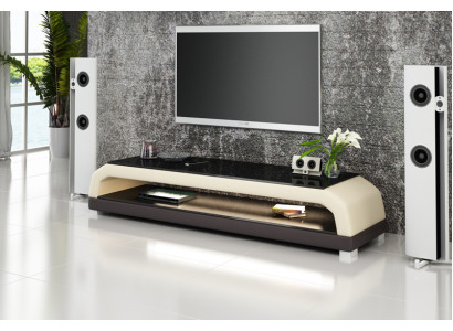 RTV TV Sideboard Leder Glas Tisch Fernseh Schrank Tisch Dekor Designer