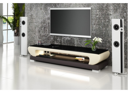 RTV TV Sideboard Leder Glas Tisch Fernseh Schrank Dekor Tisch Designer