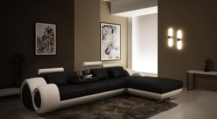 Patentiertes Design Ecksofa Sofa Couch Polster Leder Ecke BERLINr Wohnlandschaft
