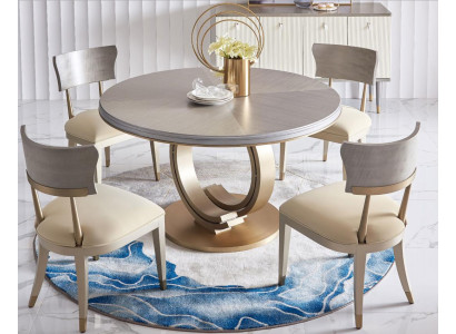Designer esstisch luxus esszimmer tische polster holz Edelstahl tisch Rund