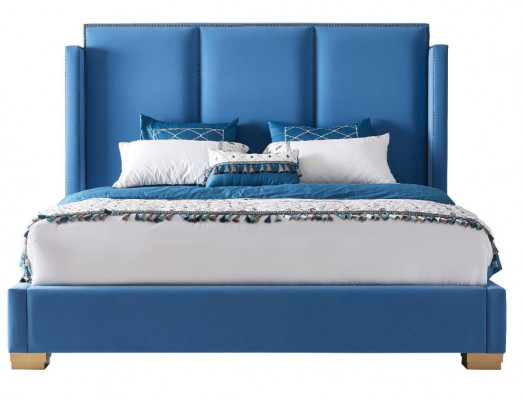 Schlafzimmer Design luxus Bett 180x200 Textil Doppel Bettgestell Blau