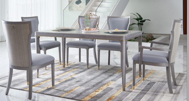 Luxus Möbel Esstisch Tisch Esszimmer Wohnzimmer Holz Edelstahl Design