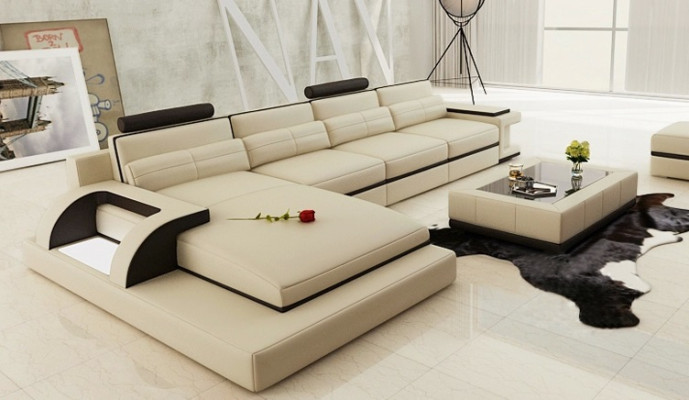 Ecksofa mit USB,Polster Sofa Wohnlandschaft Sitz Eck Garnitur Leder Textil PH115