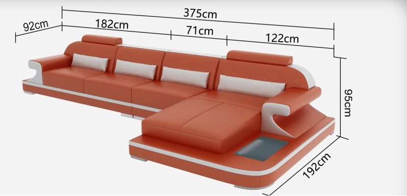 Ledersofa Couch Wohnlandschaft Ecksofa Eck Garnitur Design Modern Sofa G8021C