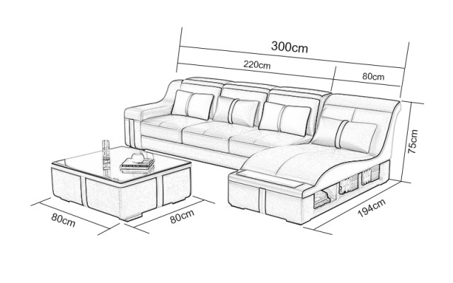 Eck Sofa Couch Polster Eck Sitz Leder Garnitur Beleuchtet L Form G8047C