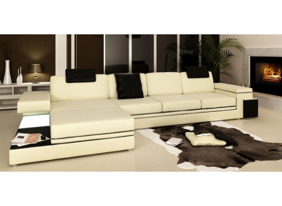 Wohnzimmer Sofa Ledersofa Polstercouch Sitzgarnitur Moderne Beleuchtet LED + USB