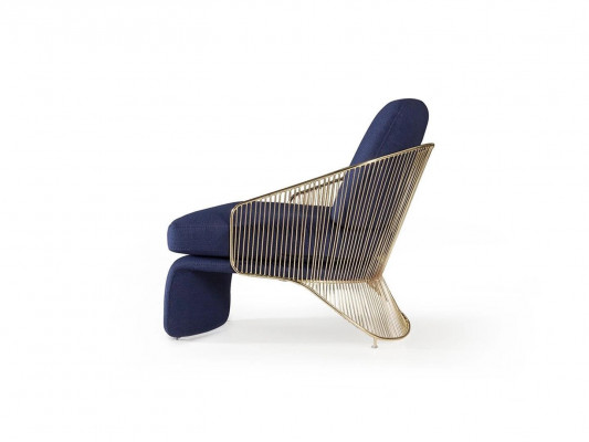 Blau Sitzmöbel Luxus Sessel Einrichtung Wohnzimmer Designer Polstermöbel