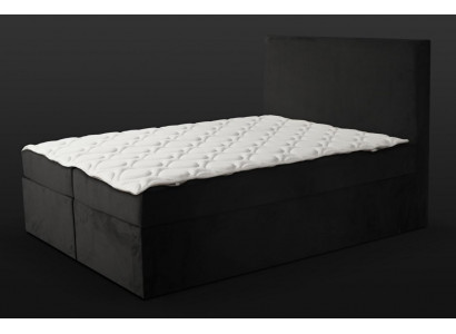 Schwarzes Doppelbett Klassisches Schlafzimmermöbel Design Eleganter Stoff neu