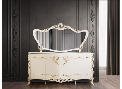 Anrichte Spiegel Garnitur Ess Barock Kommoden Holz Kommode Holz Schrank Neu