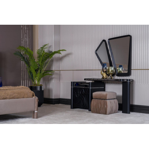 Schminktisch mit Spiegel Hocker Make Up Schlafzimmer Design Möbel Holz 2tlg.