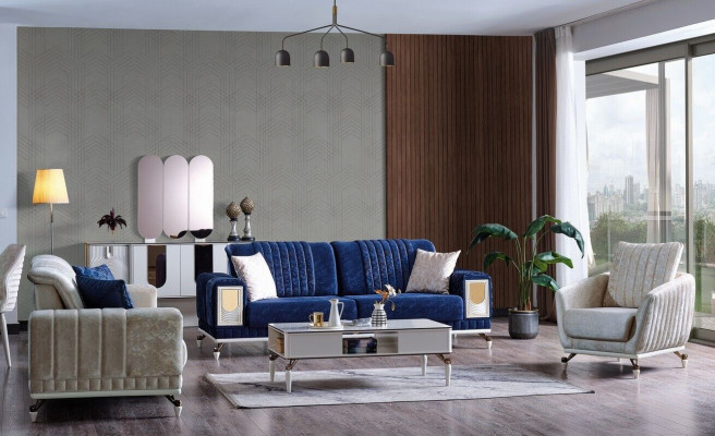 Sofagarnitur 3+3+1 Sitzer Möbel Luxus Set Sofagarnitur Modern Set Neu 3tlg