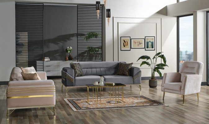 Exklusives Sofagarnitur set 3+3+1 3tlg 2x Sofa Sessel Relax Luxuriöses set
