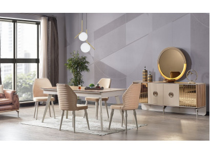 Design Esszimmer Komplett Esstisch + 6x Stühle Modern Möbel Holztisch Neu