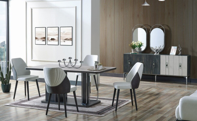 Luxus Esszimmer Set Esstisch 6x Stühle Anrichte Essgruppen Essgruppe 8 tlg
