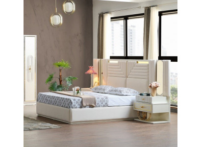Modern Schlafzimmer Set Bett + 2x Nachttische Design Möbel 3 tlg EU