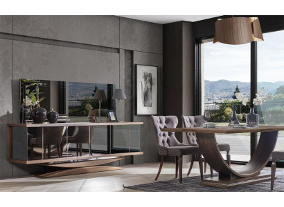 Esszimmer Set 6x Stühle Esstisch Sideboard Spiegel Set Esszimmer Designer Neu