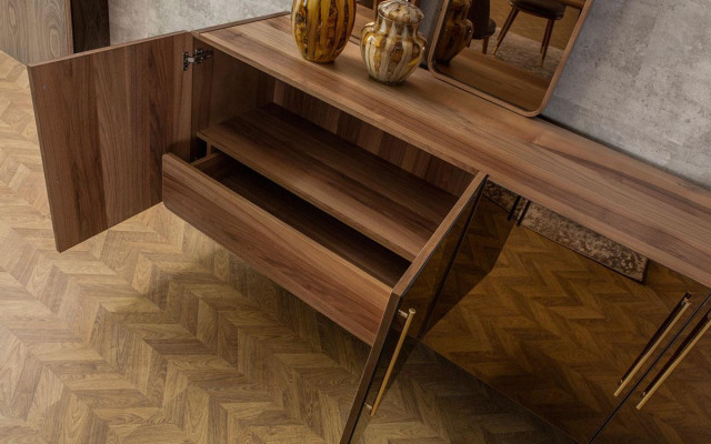 Sideboard mit 2x Spiegel Anrichte Luxus Garnitur Kommode Holz Kommoden Modern