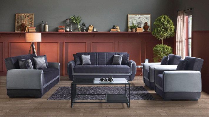Sofagarnitur 3+2+1+1 Sitzer Textil Modern Komplett Sessel Sofa 3 Sitzer Luxus 3