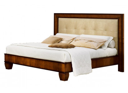 Bett Braun Schlafzimmer Holzmöbel Textil Design Klassische Art déco Stil Neu