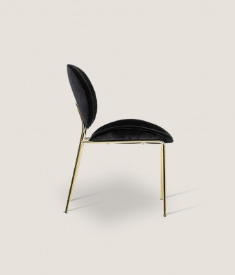 Schwarzer Designer Stuhl mit Edelstahlfüßen Moderne Esszimmerstühle