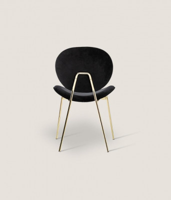 Schwarzer Designer Stuhl mit Edelstahlfüßen Moderne Esszimmerstühle