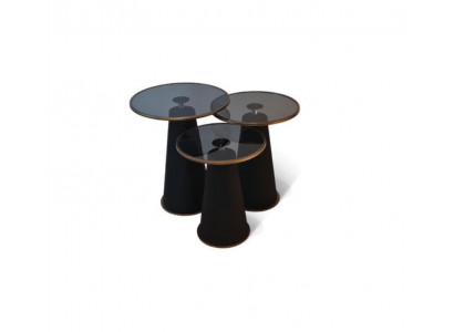 Modernes Schwarzes Beistelltisch Set 3x Luxus Wohnzimmer Couchtische Neu