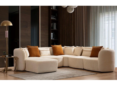 Wohnzimmer Beige Modern Sofa L-Form Sitz Ecksofa Couch Polstermöbel