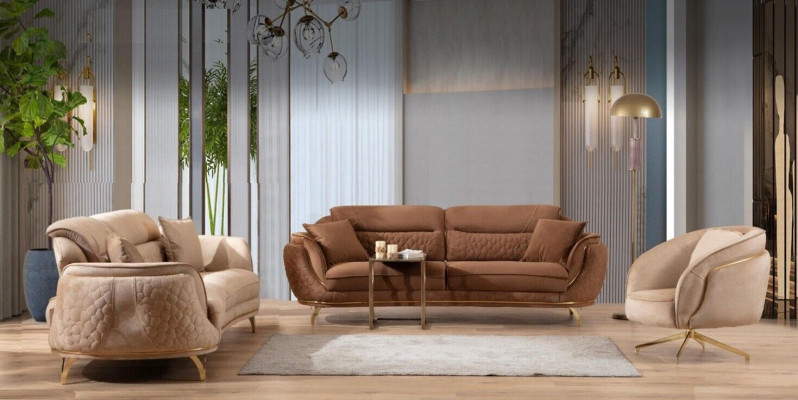 Sofagarnitur in Italienischem Stil Komplett Set 3+3+1+1 Sitzer Garnitur