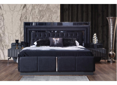 Schwarzes Luxus Chesterfield Doppelbett Moderne Bettgestelle Holz Möbel