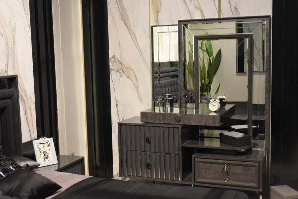 Schwarzer Schminktisch Luxus Holz Konsole Designer Schlafzimmer Möbel