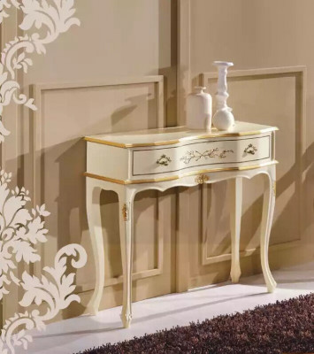 Klassischer Weißer Konsolentisch Beistell Holzmöbel Schlafzimmer Design