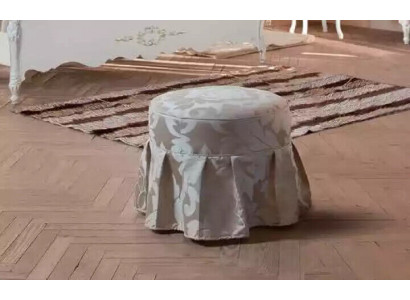 Grauer Luxus Fußhocker Rund Polstermöbel Textil Sitzhocker Ottomane