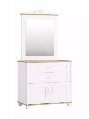 Garnitur Kommode mit Spiegel Set Schrank Holz Weiß Kommoden Design
