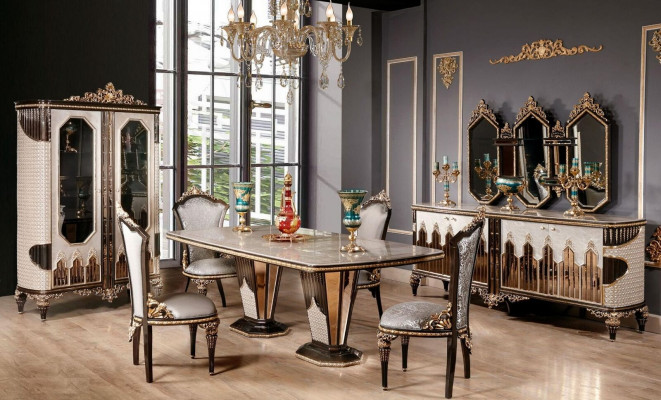 Klassische Hochwertige Esszimmer Garnitur Luxus Set Esstisch Kommode