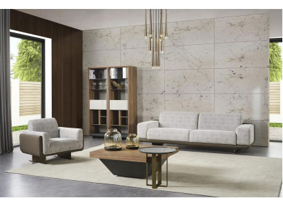 Sofagarnitur Dreisitzer Einsitzer Polstersofa Grau Gruppe Sofa Design